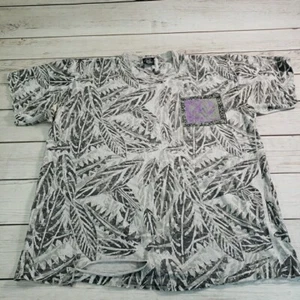 Vintage Newport Surf & Sport Shirt Adult Large Gray Black Floral Logo 90s Grunge - Picture 1 of 12