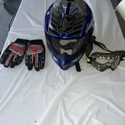 0110-4229 HJC XL CL-X7 CAPACETE TRANSVERSAL AZUL/CINZA OFF ROAD SNOWMOBILE ATV - Imagem 1 de 4