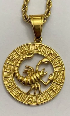 镀金生肖天蝎座吊坠项链 — 第 1/4 张图片