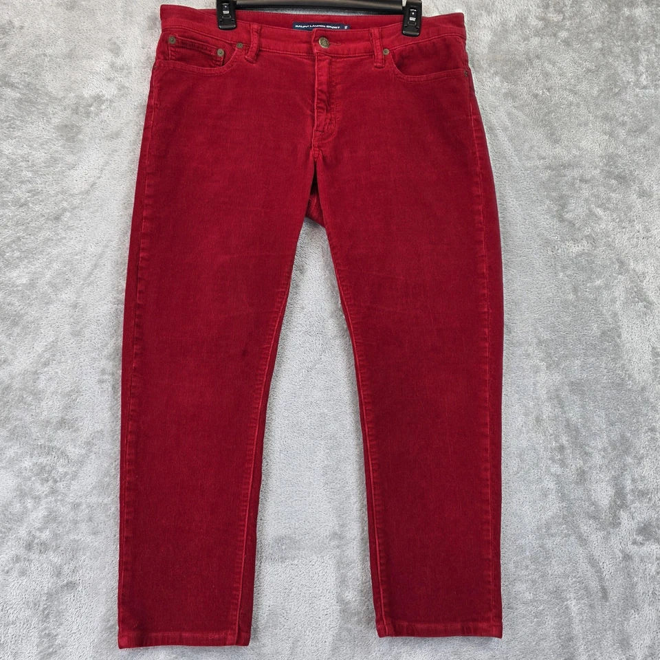 Ralph Lauren спортивные брюки женщин 12 красный вельвет 5 карманов эластичной прямой ноги - Изображение 1 из 4