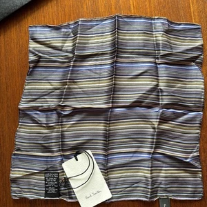 PAUL SMITH blue signature Stripe Silk Pocket Square Handkerchief in bag - Picture 1 of 7