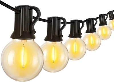 Luces patio G40 LED 25 pies impermeables bombillas Edison conectables E13 negra - Image 1 of 4