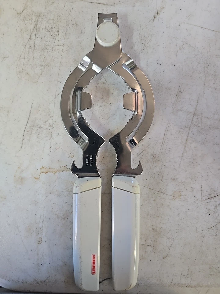 Abridor de latas manual de acero inoxidable Leifheit blanco Foto 1 de 2