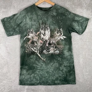 The Mountain Wolf Shirt Mens Medium Tie Dye Green Wolves Nature Graphic Tee - Picture 1 of 8