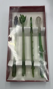 Crate & Barrel Bloody Mary Glass Swizzle Stirrer Sticks Vegetables Vtg Barware - Picture 1 of 4