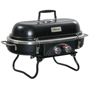Outsunny Foldable 2 Burner Gas BBQ Grill w/ 2 Burners for Camping Picnic Cooking - Picture 1 of 11