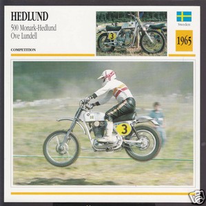 1965 Hedlund 500cc Monark Ove Lundell Sweden Motocross Motorcycle Photo Card