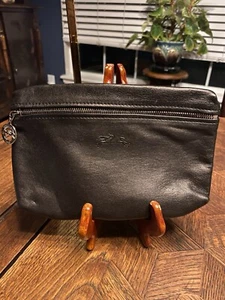 Longchamp Le Foulonne Flat Leather Cosmetic Bag pouch In Black - Picture 1 of 7