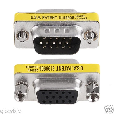 New SVGA VGA 15 Pin Female To Male M/F HD Gender Changer Adapter Coupler for PC - Image 1 of 3