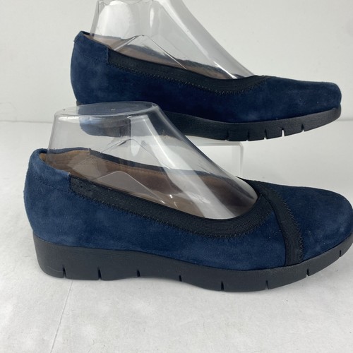 Mocassini Clarks Artisan donna 6 5 blu navy microscamosciato Daelyn Hill slip on zeppa