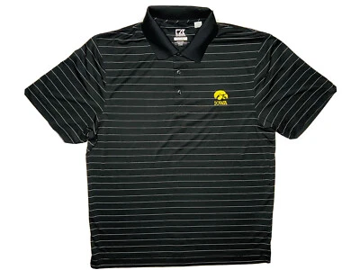 Polo Cutter & Buck DryTec NCAA Iowa Hawkeyes para hombre a rayas negras; talla M Foto 1 de 4