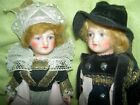 Pair 5" Antique Bisque Signed Paris France Unis 301 Jointed Dollhouse Dolls A/O