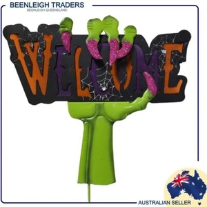 Light Up Halloween ZOMBIE HAND GARDEN WELCOME SIGN Colour Changing LED Light New - Bild 1 von 8