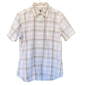 Anchor Blue Mens Button Up Shirt Medium Plaid Vintage Slim Fit Casual Y2K - Picture 1 of 11