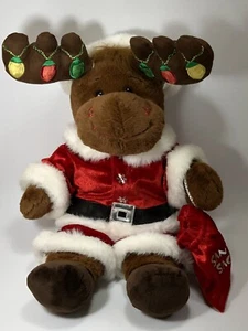 Peluche Build A Bear HAL The Moose Christmas Light Astler con traje completo de Santa - Imagen 1 de 8