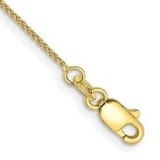 Real 10K Yellow Gold .8mm Spiga Chain Anklet; 10 inch; Lobster Clasp
