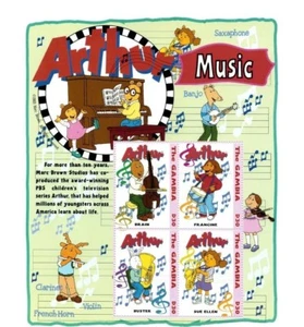 Gambia 2004 - Arthur The Aardvark - Música - Hoja de 4 estampillas Scott #2798 - MNH - Imagen 1 de 1