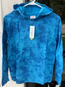 Cat &Jack sz L Girls Bright Blue Tie Dye LS Pullover Hooded Sweatshirt New A12 - Picture 1 of 6