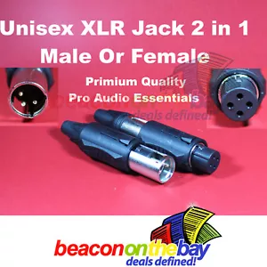 Unisex XLR 2 in 1 Male & Female Jack 2 Jacks in 1Premium Quality 3 Pole + Lock - Picture 1 of 3