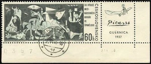 Czechoslovakia 1408/label, CTO. Michel 1637-zf Guernica by Pablo Picasso, 1966. - Picture 1 of 1
