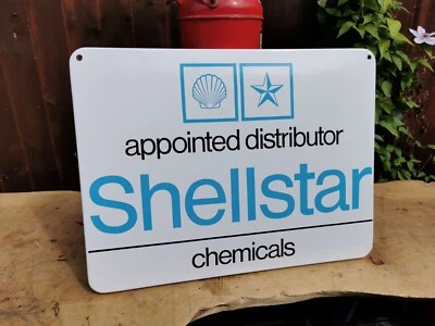 SUPERB VINTAGE SHELL STAR CHEMICALS ENAMEL SIGN 70S 80S GARAGE COLLECTABLE 1403 - Image 1 of 4