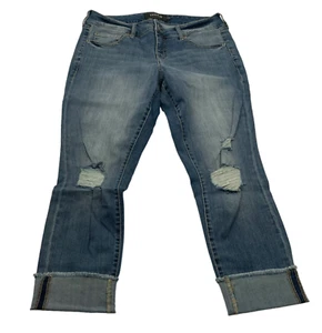 Torrid Premium Stretch Jeans Blue SZ 10 Cotton Blend Crop Boyfriend Distressed - Picture 1 of 13