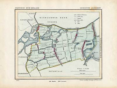 Antique Map-NETHERLANDS-TOWN PLAN-ALKEMADE-ZUID HOLLAND-Kuyper-Kuijper-1865 • 137.50£