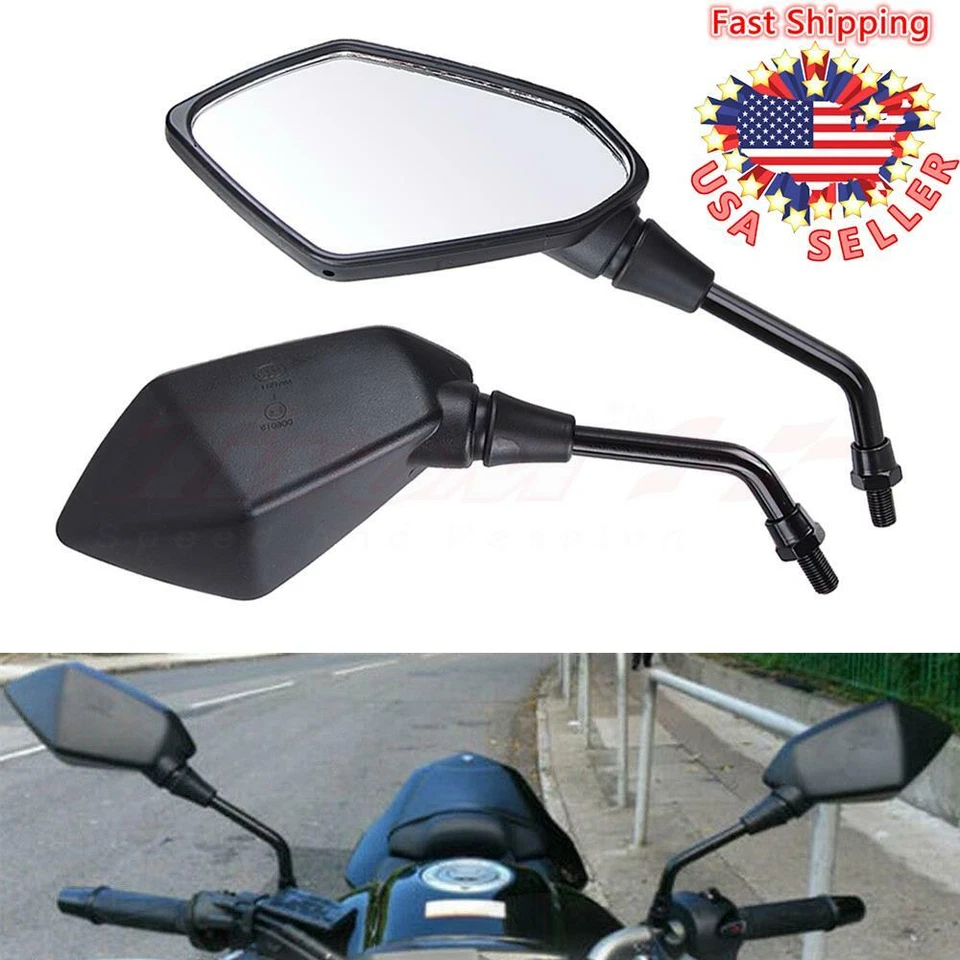 ESPEJOS RETROVISORES LATERALES UNIVERSALES NEGROS MOTO 10MM PARA HONDA SUZUKI KAWASKI Foto 1 de 4