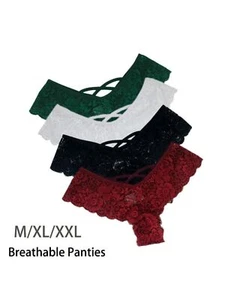 4 Pack Women Underwear Sexy Lace Lingerie Panties G-String Brief Thong Plus Size - Picture 1 of 11