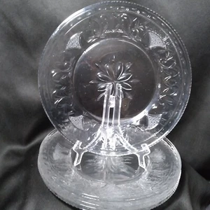 5 Antique Pairpoint Buchanon Salad Plates 8" Clear Glass w Flowers & Scrolls - Picture 1 of 8