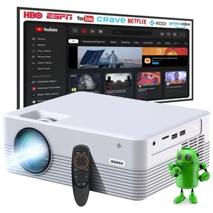 Video Projector 1024P WiFi BT Dual Speakers Home Theater Projector Android 9.0 - Picture 1 of 11