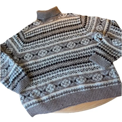 39 Polo Ralph Lauren Años 90 Vintage Fair Isle Cuello Alto Lana Seda Lino Suéter XL Foto 1 de 4