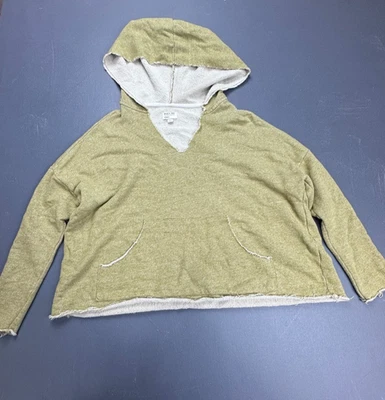 RVCA Hoodie Women’s Size XS Green Pullover Raw Hem Terry Cloth Pocket Surf Boho - Image 1 of 4