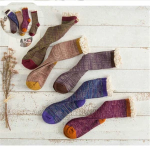 Socks Ladies Cute Ankle/Crew Unique Colorful Lace Trim 1 Pair Knitted Cotton Rib - Picture 1 of 15