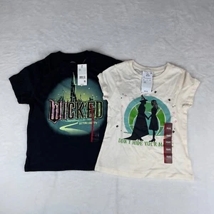 Lot of 2 Wicked Emerald City T-Shirt Girl XS Black Oversize Short Sleeve Graphic - Picture 1 of 4