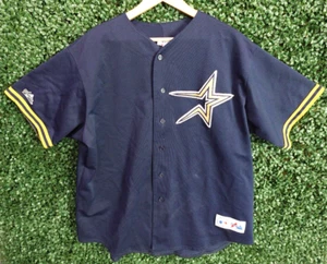 Majestic MLB Houston Astros Gold Star & Cuffs Navy Baseball Jersey Vintage 2XL - Picture 1 of 9