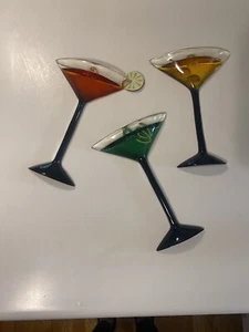 Vintage Intercontinental Art Acrylic 7.5” Martini Glasses Set Of 3 - Picture 1 of 12
