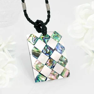 Anhänger Paua Muschel Lederkette Kettenanhänger Perlmutt Abalone Halskette - Picture 1 of 4