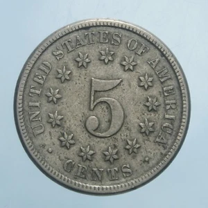 AMERIKA 5 CENTS 1869 SHIELD NICKEL BB SAMMLERMÜNZEN - Bild 1 von 2