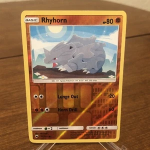 Pokemon 65/147 Rhyhorn Reverse Holo Foil Card Burning Shadows Nintendo - Picture 1 of 2