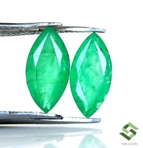 Par de piedras preciosas certificadas esmeralda natural de 1,91 quilates 10x5 mm sin tratar - Imagen 1 de 8