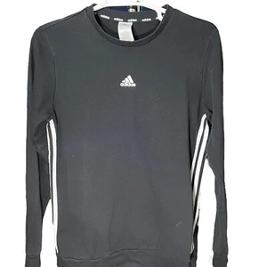 Adidas Activewear Lightweight Printed Logo Long Sleeve Black Sweatshirt Men’s L - Picture 1 of 6
