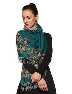 Wool Ladies Soft Silk Shawl Wrap Women Pashmina Floral Scarf Stole Cashmere 80" - Afbeelding 1 van 2
