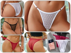 5 x Spitzen Slip String Tanga Strings Wäsche-Set Damen Dessous Rosa Ring Schwarz - Bild 1 von 3