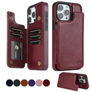 Custodia in pelle magnetica antifurto per iPhone 16 Pro Max 15 Plus 14 13 12 11 - Foto 1 di 18
