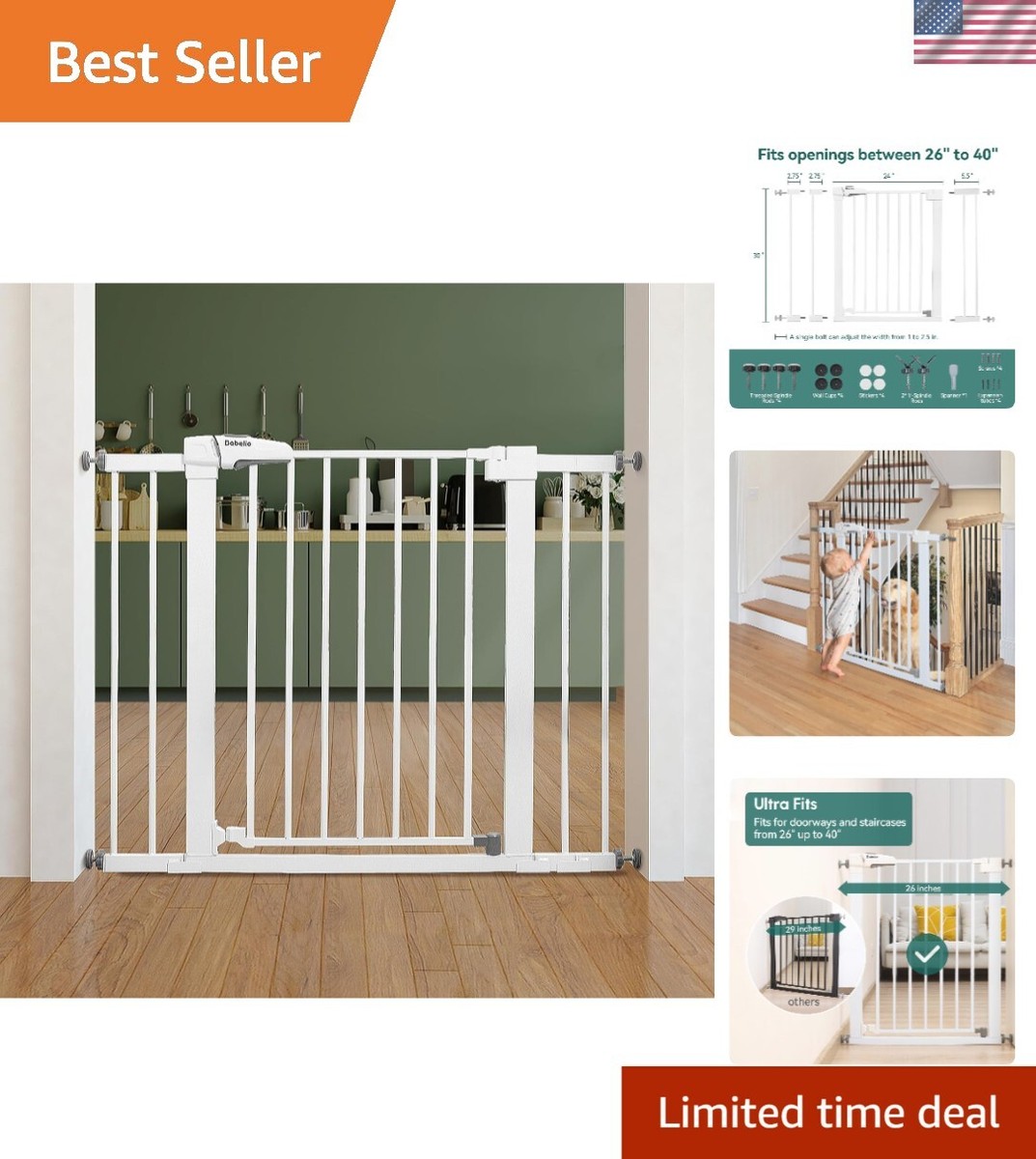 Stair Gate Tall Baby Gates No Drill Retractable Mesh S For Stairs