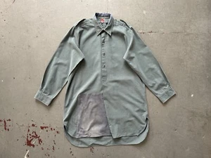 50s 60s post ww2 era Swiss army repair distressed half button workwear shirt - Picture 1 of 10