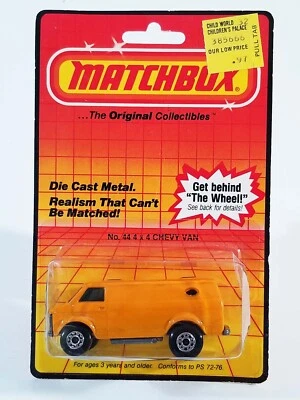 Matchbox 4x4 Chevy Van / Rare Plain Orange + Error: Wrong Collector # on Card - Image 1 of 4