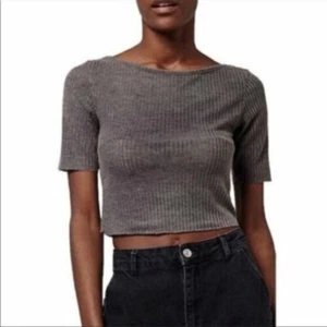 Womens Topshop Ribbed Crop Top Gray Size 12 NWT - Picture 1 of 7