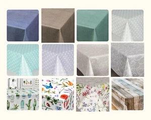 NEW PVC VINYL PLASTIC TABLE CLOTHS WIPE CLEAN PLAIN PRINTED ALL OCCASIONS - Picture 1 of 16